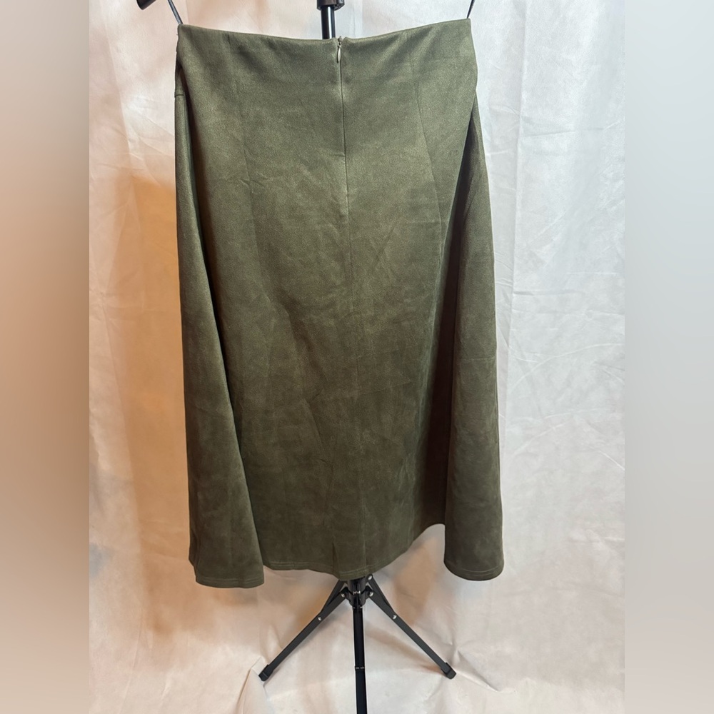 Classic Olive Green A-Line Midi Skirt